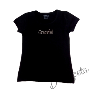 Детска тениска/блузка с къс ръкав в черно с надпис 2