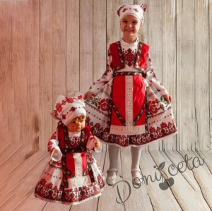 Детска рокля за момиче-тип носия с фолклорни мотиви 