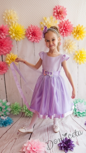 Официална детска рокля Рали в лилаво с коланче