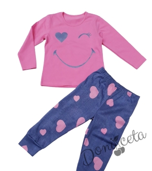 Детска пижама с дълъг ръкав с момиче в розово