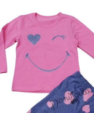 Детска пижама с дълъг ръкав с момиче в розово