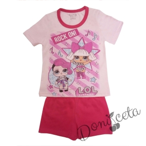 Детска пижама с къс ръкав  с картинка на LOL в розово