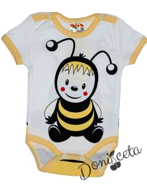 Комплект от бебешко боди с пчеличка с туту пола пачка в жълто
