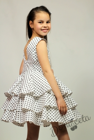 Официална или ежедневна памучна детска рокля в бяло и черно на воали Злати  