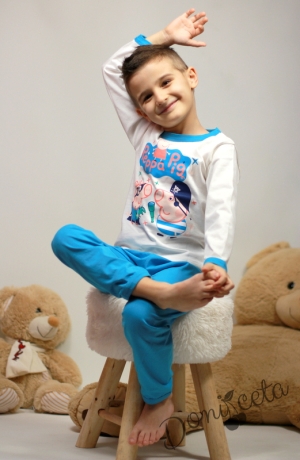 Детска пижама с прасенцето Пепа  в синьо