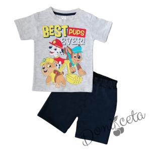 Детски комплект от къси панталонки и блузка/тениска в сиво с Пол Патрул 1
