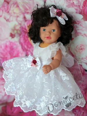 Официална бебешка детска рокля Мелинда в бяло 