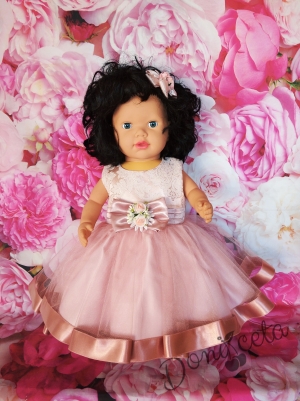 Официална бебешка/детска рокля Хриси с  панделка в пепел от рози