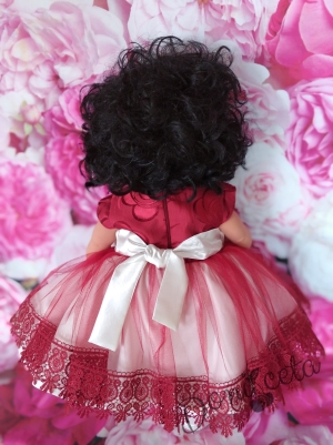 Официална бебешка/детска рокля в бордо Константина с коланче