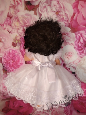 Официална детска/бебешка рокля Константина с коланче отзад в екрю