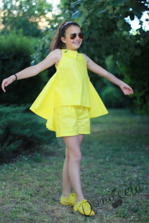 Детска туника за момиче в жълто с цветя