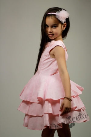 Официална или ежедневна памучна детска рокля в розово на воали Ема 