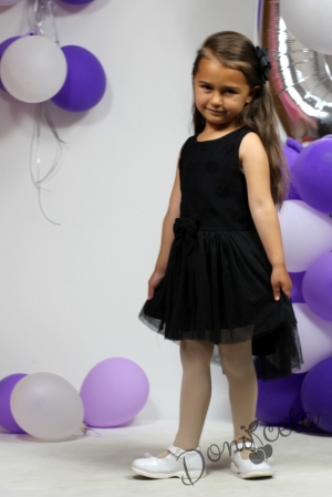 Лятна детска рокля в черно на сърца 