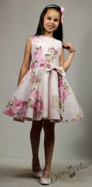 Официална или ежедневна детска рокля на цветя клош тип в розово Мери  10