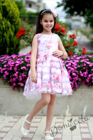Детска официална рокля на цветя Ники от органза и тюл