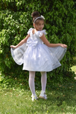 Детска официална рокля за сватба или кръщене в бяло