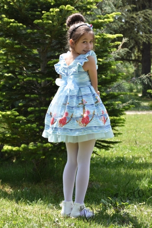 Официална детска рокля в светлосиньо с котви