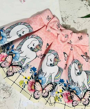 Комплект за момиче от 4 части от блузка/тениска, пола , чантичка и  лента за коса с Пони/Еднорог