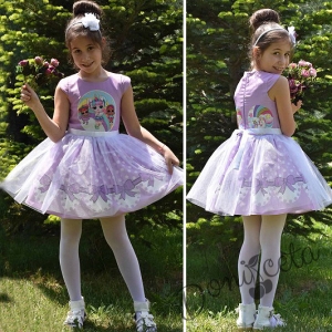 Официална детска рокля с Лол в лилаво с тюл