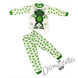 Детска/бебешка пижама с жабка в бяло