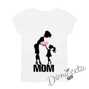 Персонализиран детски комплект от 2 части - тениска с къс ръкав  в бяло  и туту пола в черно от колекция "Майки и дъщери"