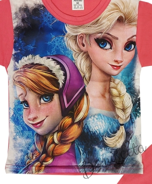 Детска пижама с картинка на замръзналото кралство в циклама