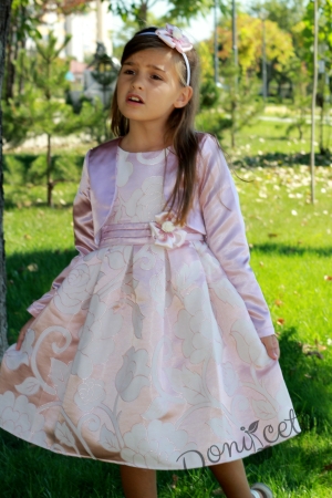 Официална детска рокля в пепел от рози с болеро