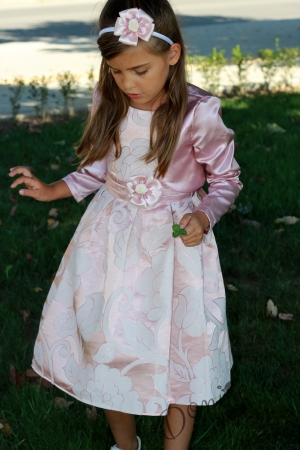 Официална детска рокля в пепел от рози с болеро