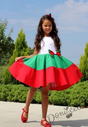 Бяло, зелено, червено детска рокля