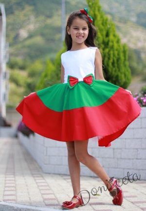 Бяло, зелено и червнео рокля