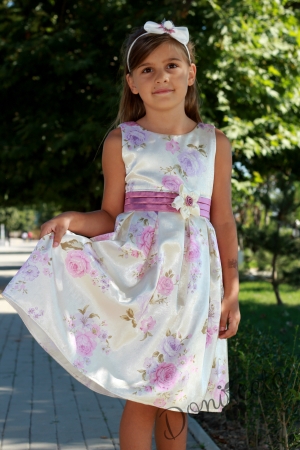 Официална детска рокля на цветя с болеро в лилаво