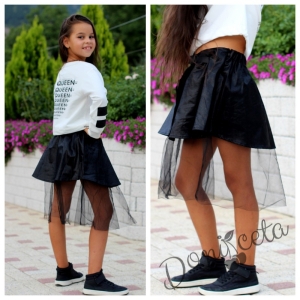 Детска пола за момиче с пола с тюл в черно