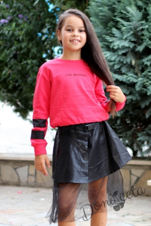 Детска пола за момиче с пола с тюл в черно
