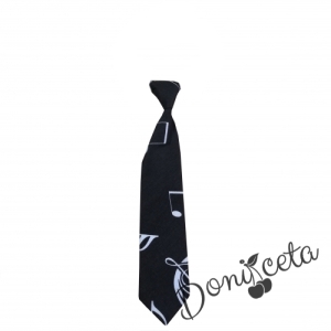 Вратовръзка за момче в черно с ноти