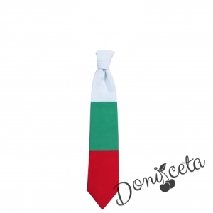Вратовръзка за момче в бяло, зелено и червено