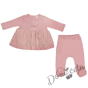 Бебешки комплект от рокличка и ританки в розово