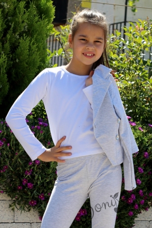 Детски комплект за всеки ден от 3 части- сако, блуза в бяло и панталон