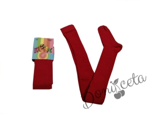 Детски плътен чорапогащник в червено