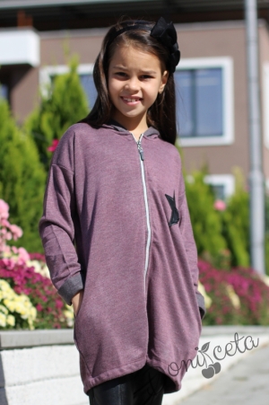 Детска жилетка за момиче в лилаво с цип 