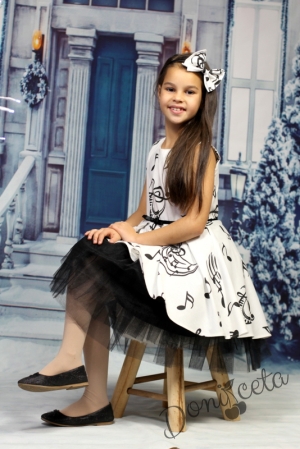 Детска рокля за празник в бяло и черно
