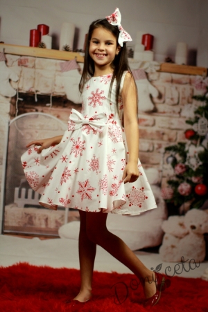 Official children's dress with long sleeves in red with lace and tulle