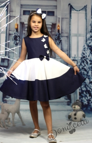 Детска официална рокля в тъмносиньо с болеро