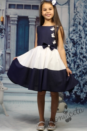 Празнична детска рокля с болеров тъмносиньо