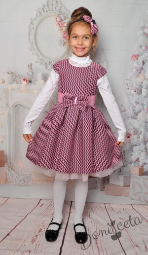 Официална детска рокля/сукман с къс ръкав в лилаво 