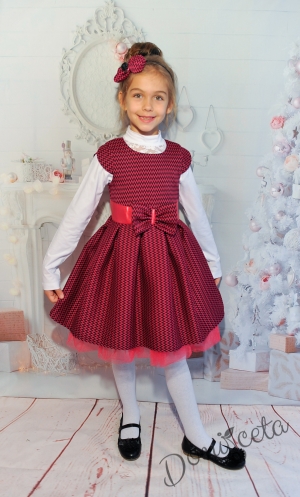 Официална детска рокля/сукман  в цвят бордо