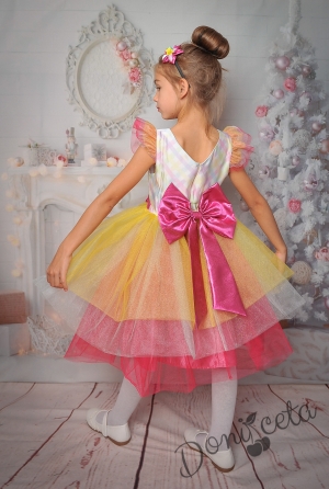 Официална детска рокля с къс ръкав с апликация на Пони/Еднорог