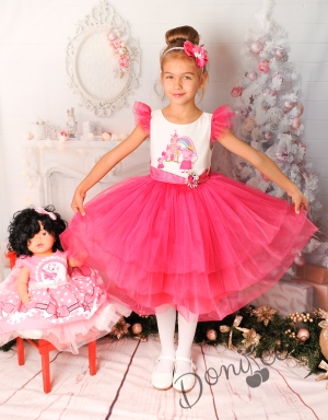 Официална детска рокля с апликация на прасето Пепа и тюл