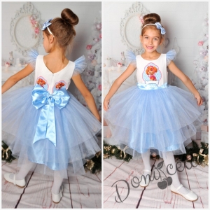 Официална детска рокля с апликация на Пол Патрул в светлосиньо