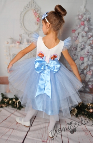 Официална детска рокля с апликация на Пол Патрул в светлосиньо