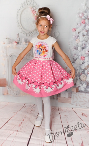 Детска официална рокля в розово с принцеси